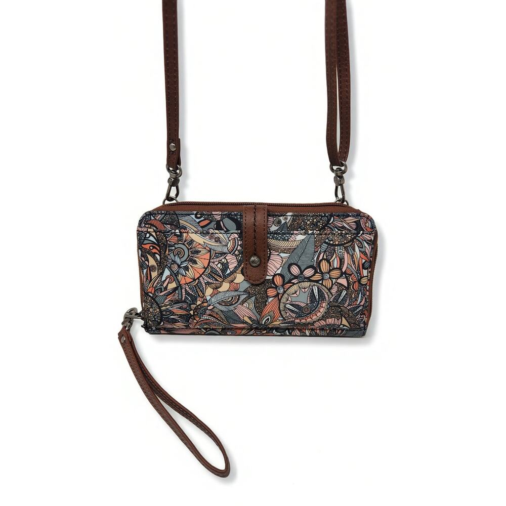 Sakroots Artist Circle Large Smartphone Crossbody Wallet Multi Floral Canvas - Picture 4 of 5
